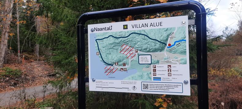 Uusissa opasteissa näkyy Villan reitti palveluineen.