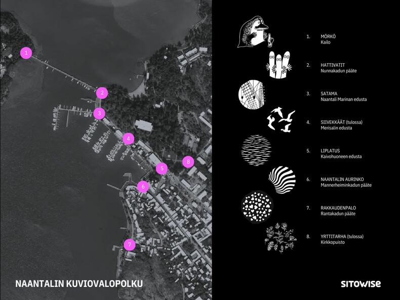 Naantalin kuviovalopolku kartta
