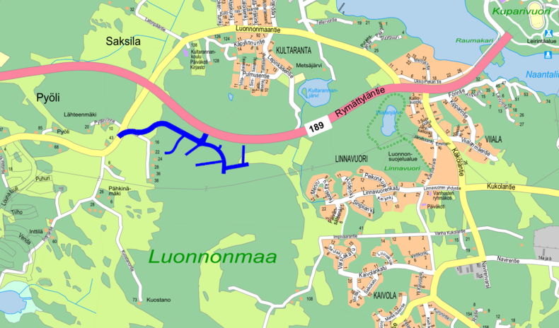 Perhetalon alue opaskartalla