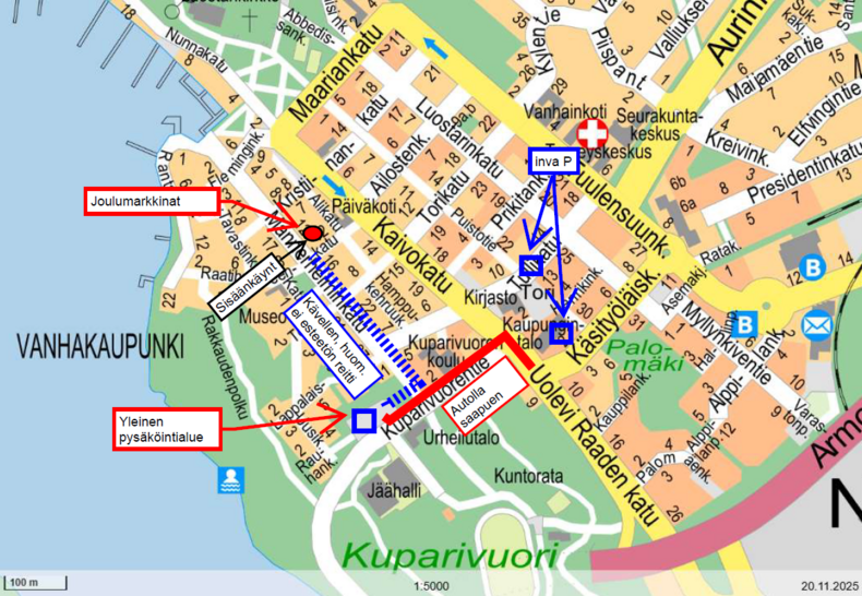 Raatihuoneen joulumarkkinat - pysäköinti