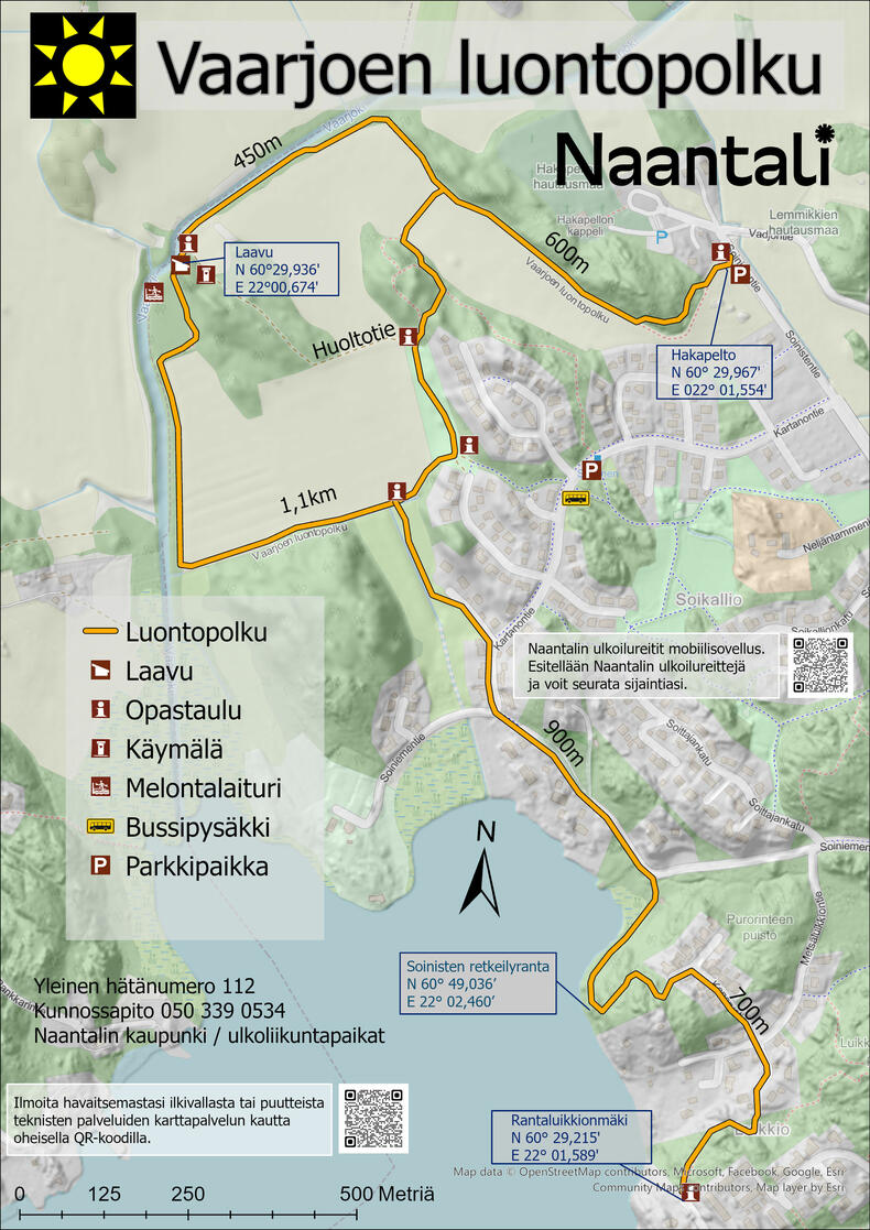 Vaarjoen luontopolun opaskartta