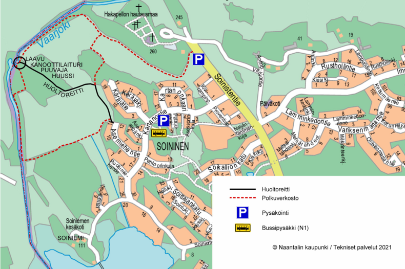 Vaarjoen virkistysalueen yleiskartta