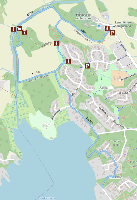 Vaarjoen luontopolun kartta