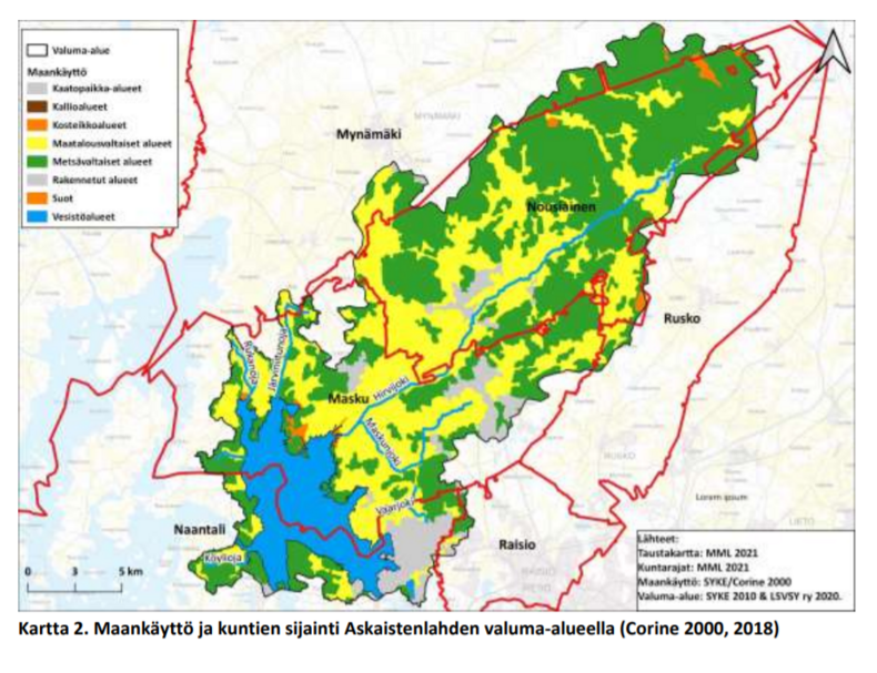 Askaistenlahden valuma-alue ulottuu Naantalista erityisesti Maskun ja Nousiaisen kunnan alueelle. Raision, Ruskon ja Mynämäen reunaa on myös valuma-alueella.