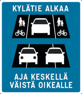 Kylätie alkaa -kyltti