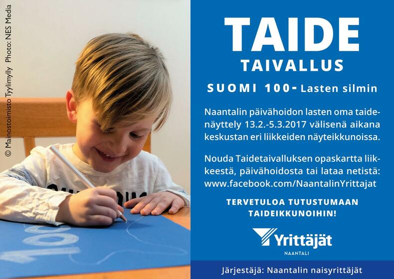 Taidetaivallus 2017, teemana Suomi 100 lasten silmin. Mainosesite.