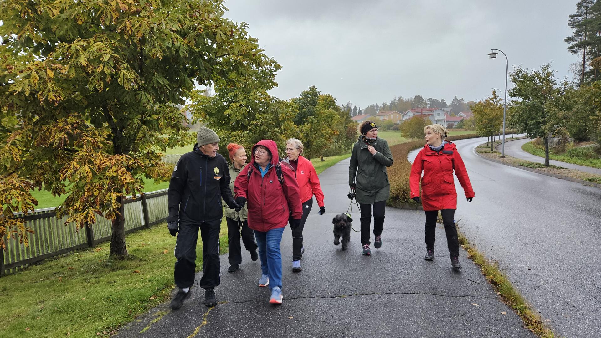 Kävelijät reippailemassa yhteisellä kävelyllä.