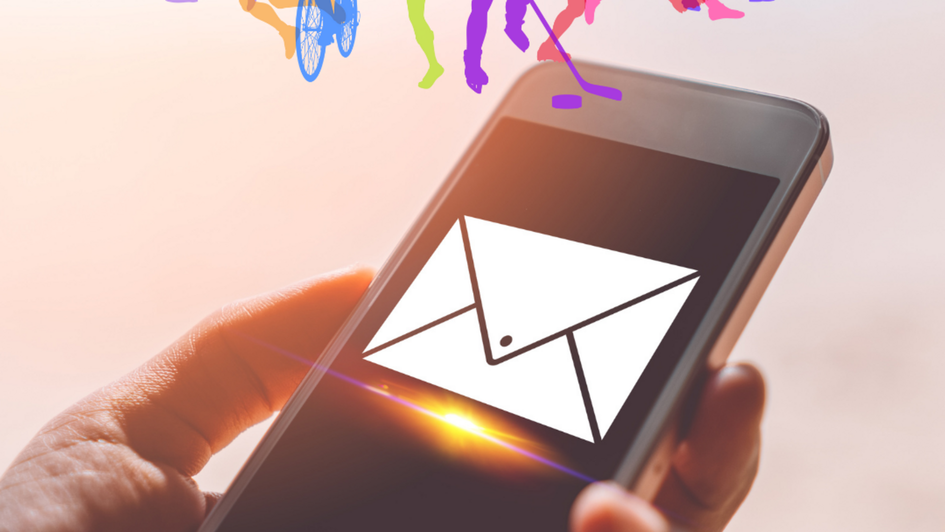 Puhelin ja liikuntasymboleita