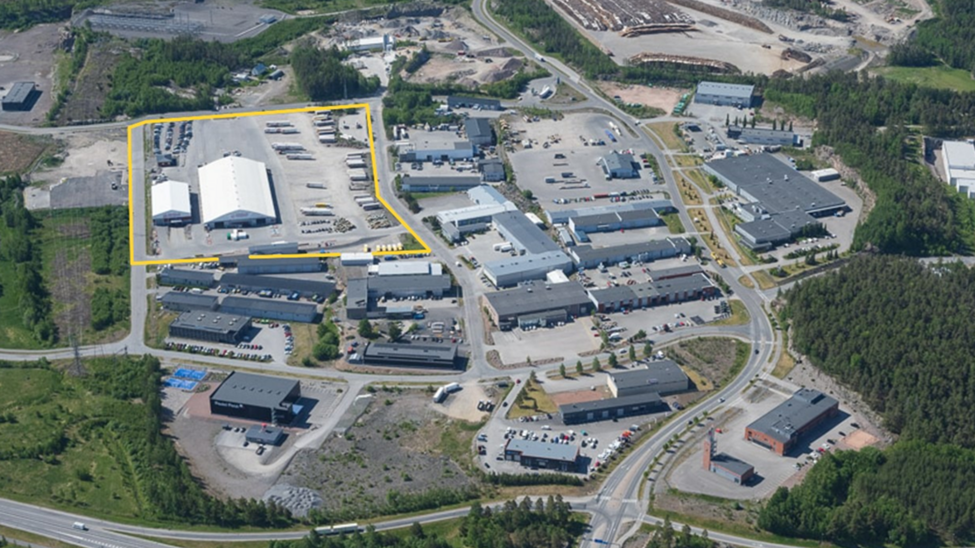 Aholankadun akm, alueen rajaus, viistoilmakuva