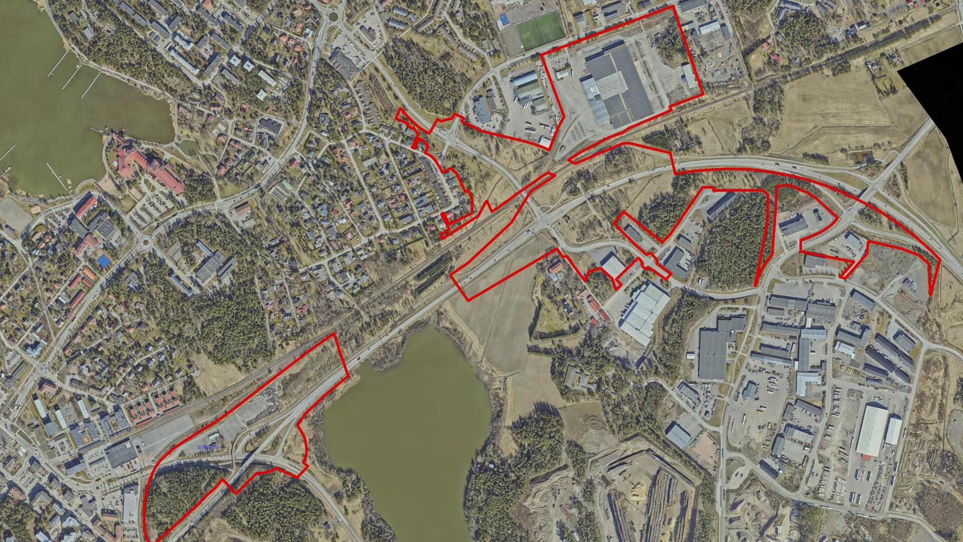 E18 Kehätien asemakaavaluonnos, suunnittelualueen rajaus