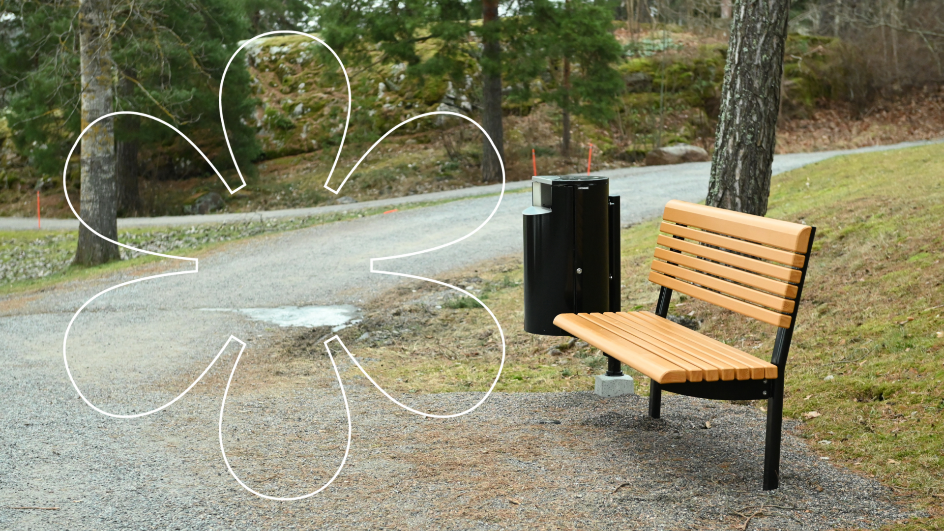 Leävhdyspenkki Naantalin rantaraitilla.