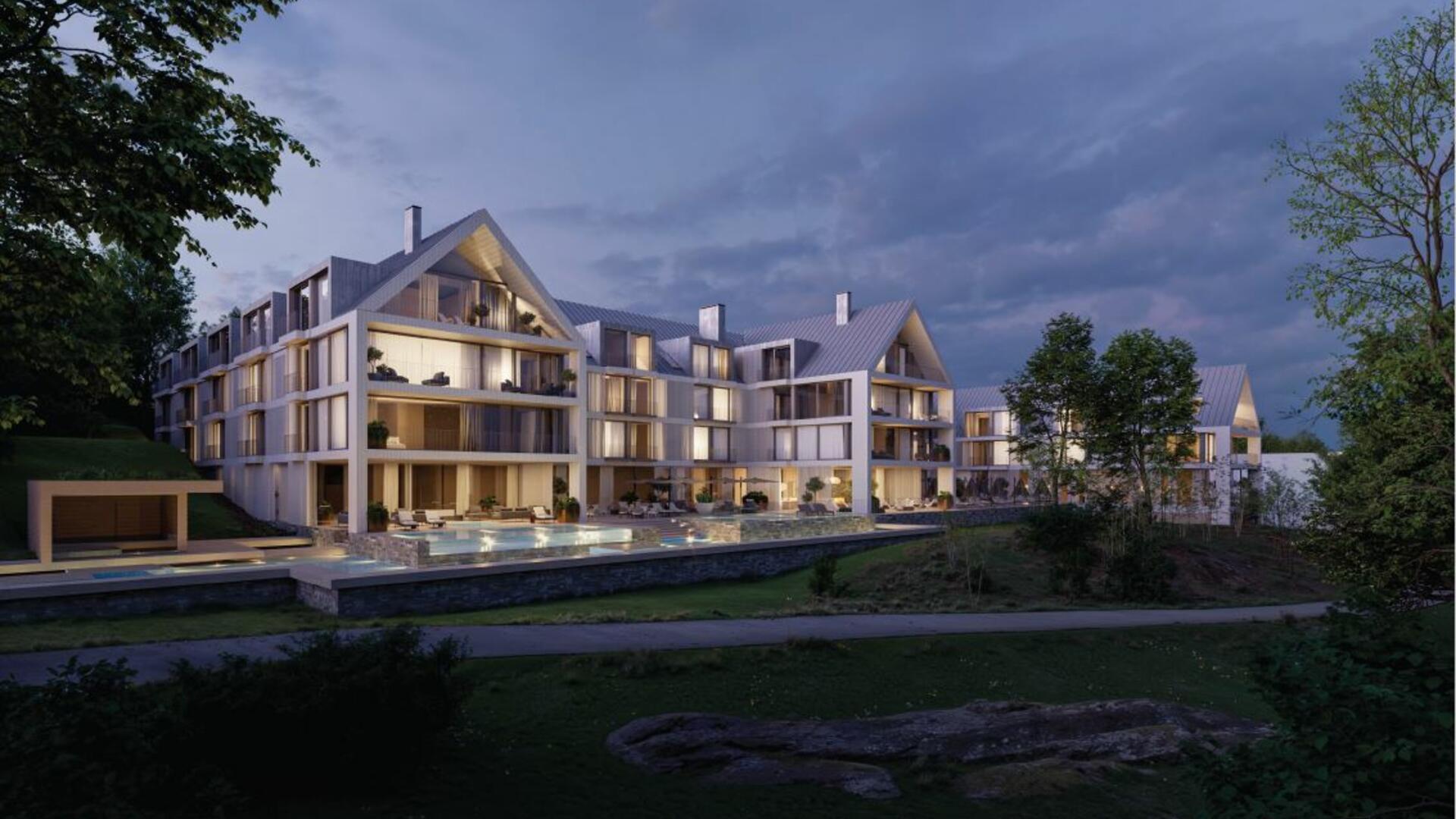 Maariankadun kylpylähotelli havainnekuvassa.