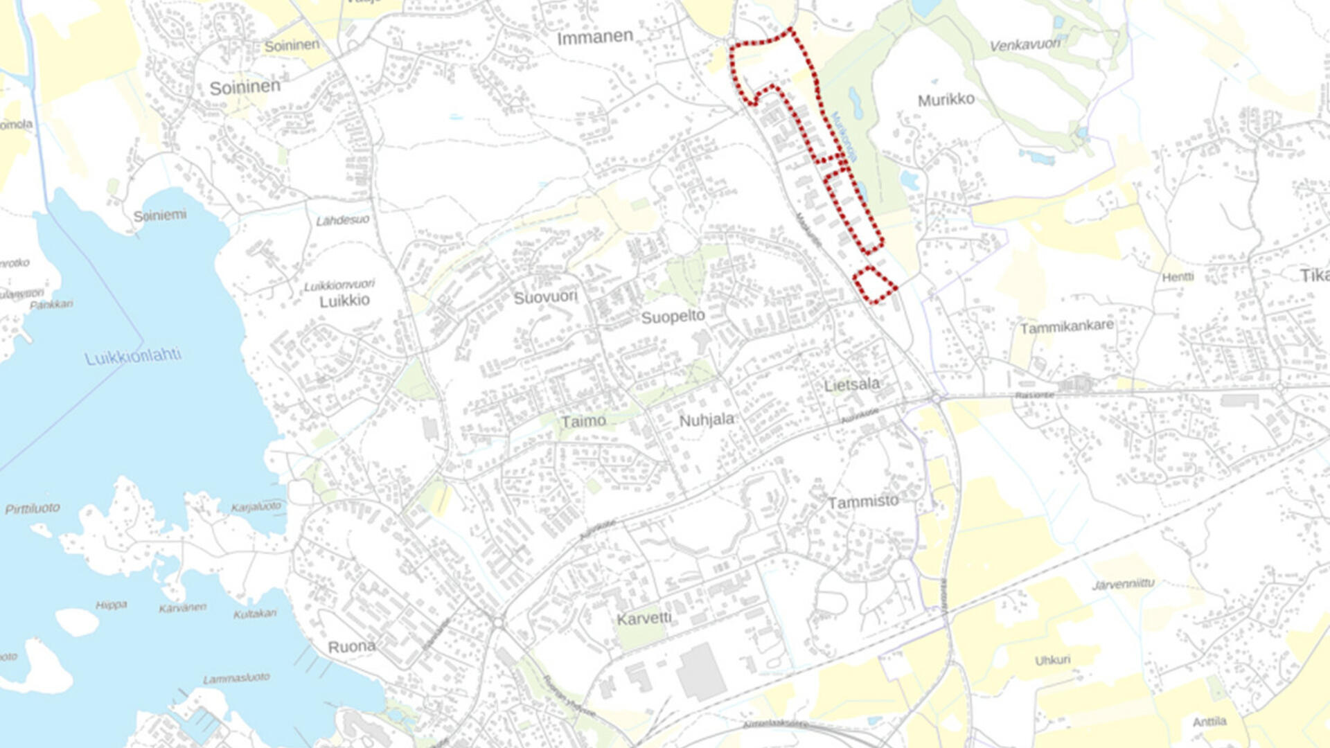 Murikon asemakaava-alueen sijainti