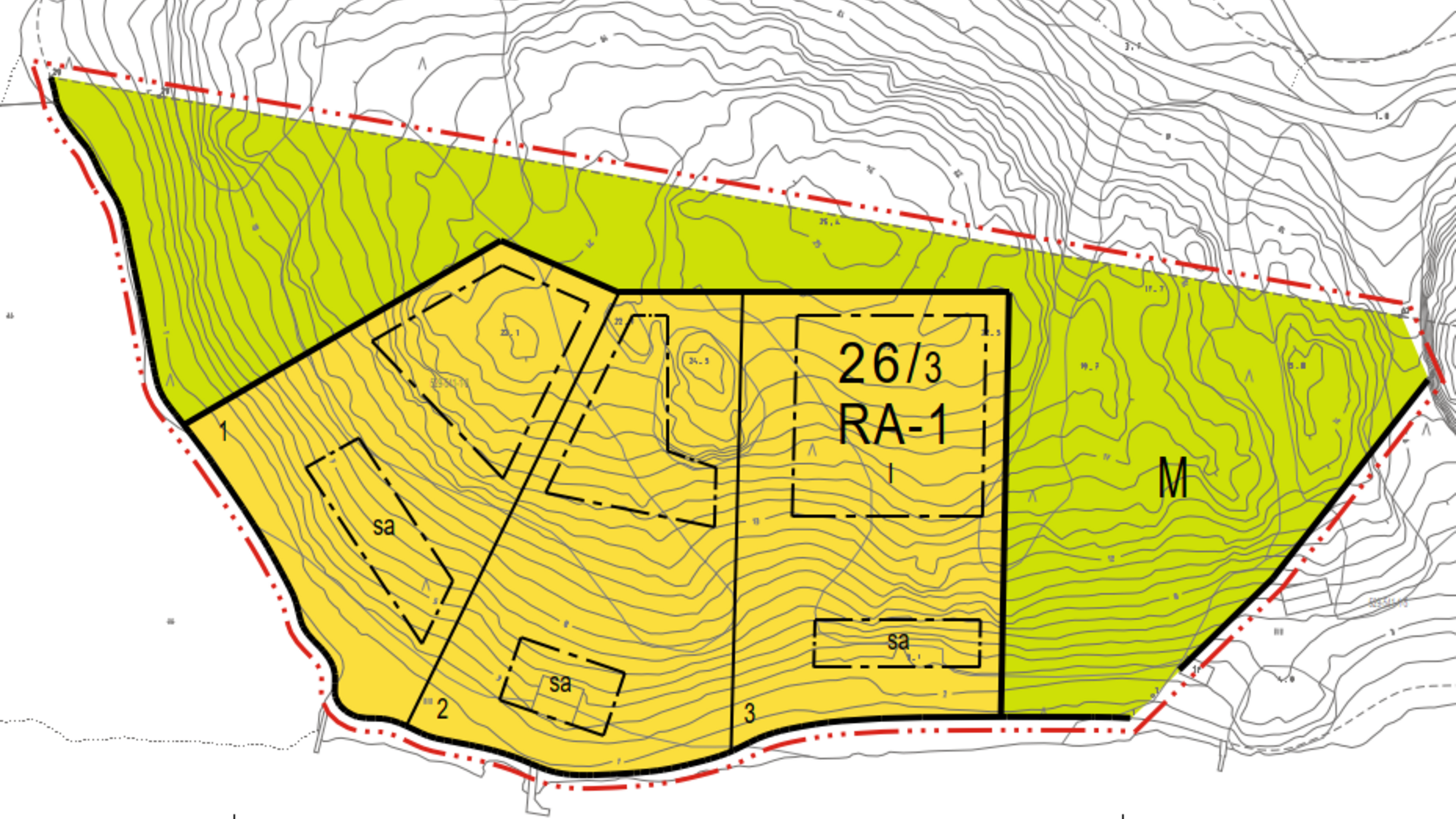 Nimetön-Patarauta-Renko ranta-asemakaavan muutos 2. Kuva ehdotusvaiheen ranta-asemakaavasta, kortteli 26, 3 tonttia.