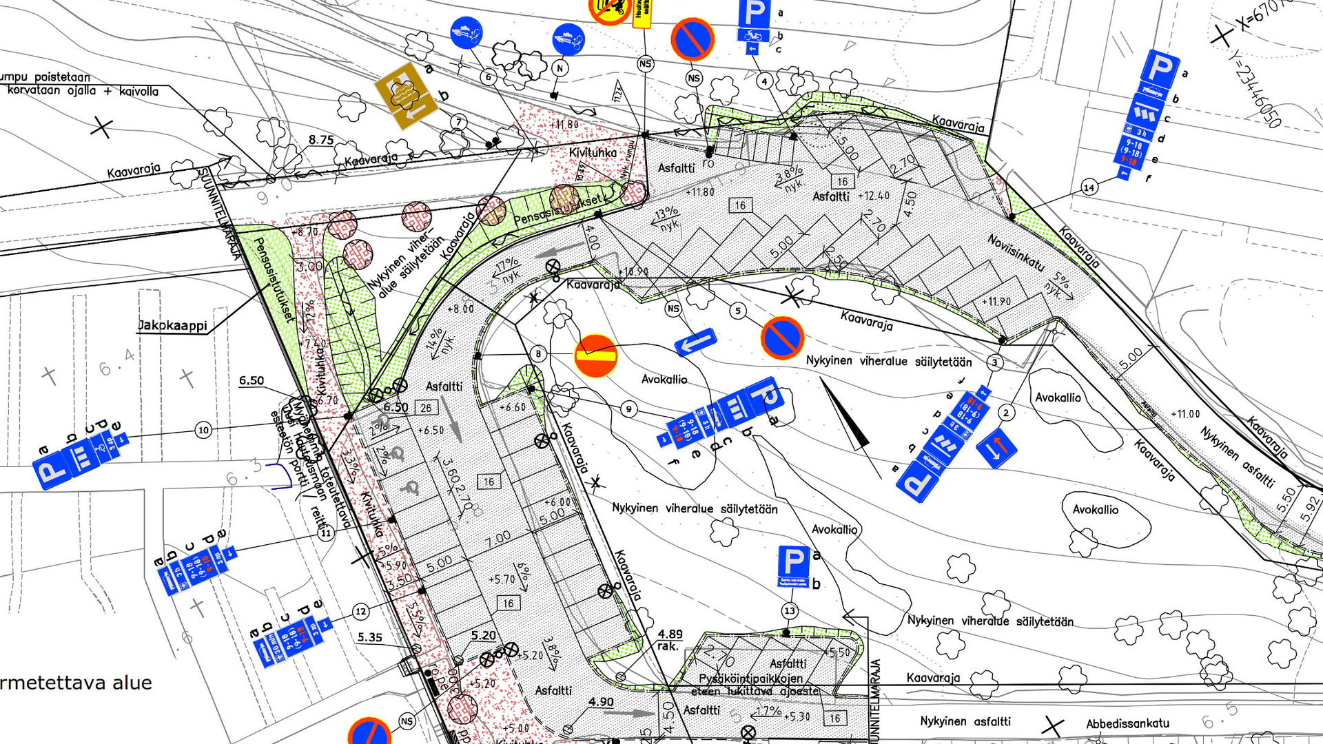 KuvA Noviisinkadun-Abbedissankadun suunnitelmasta