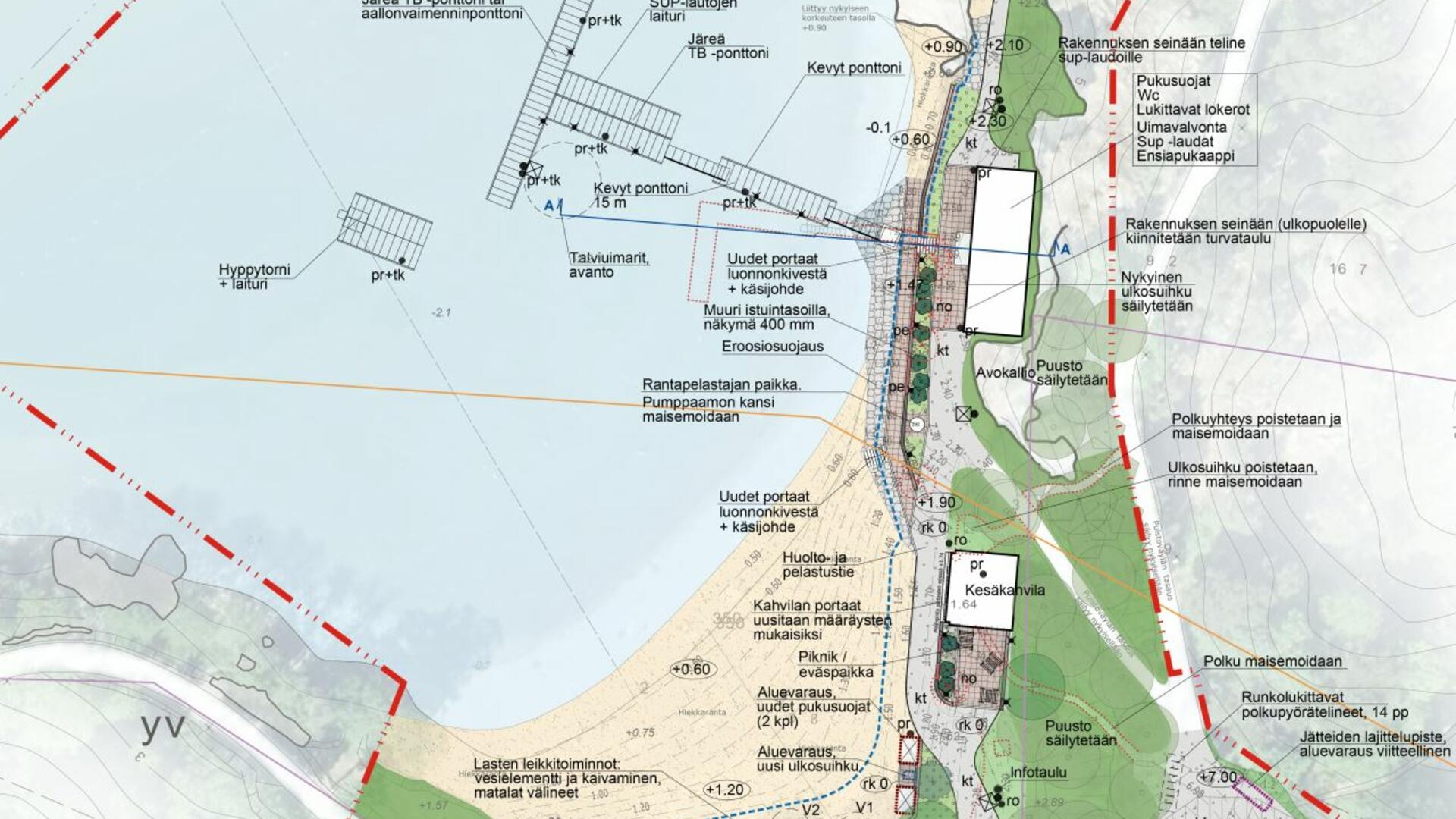 Kuva Nunnalahden uimarannan yleissuunnitelmasta