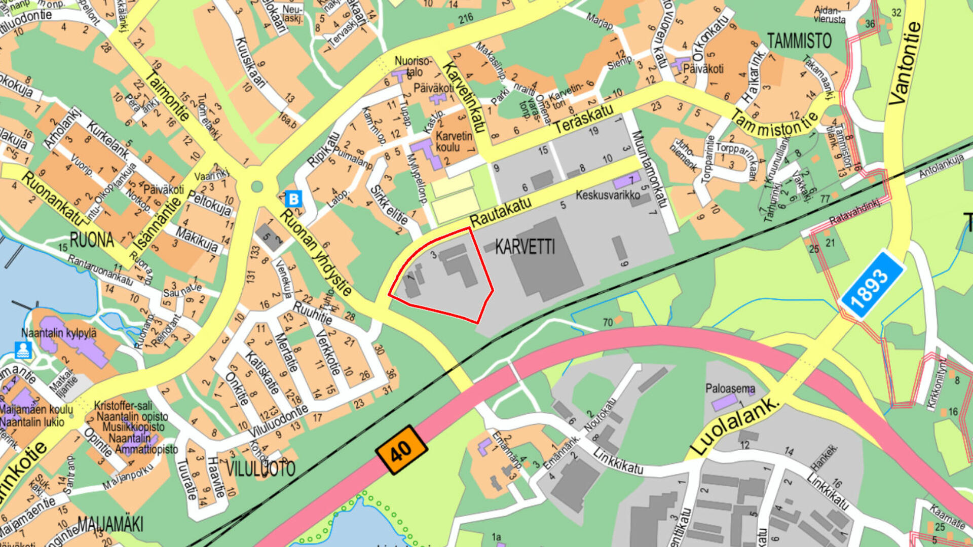 Sijaintikartta Rautakadun akm