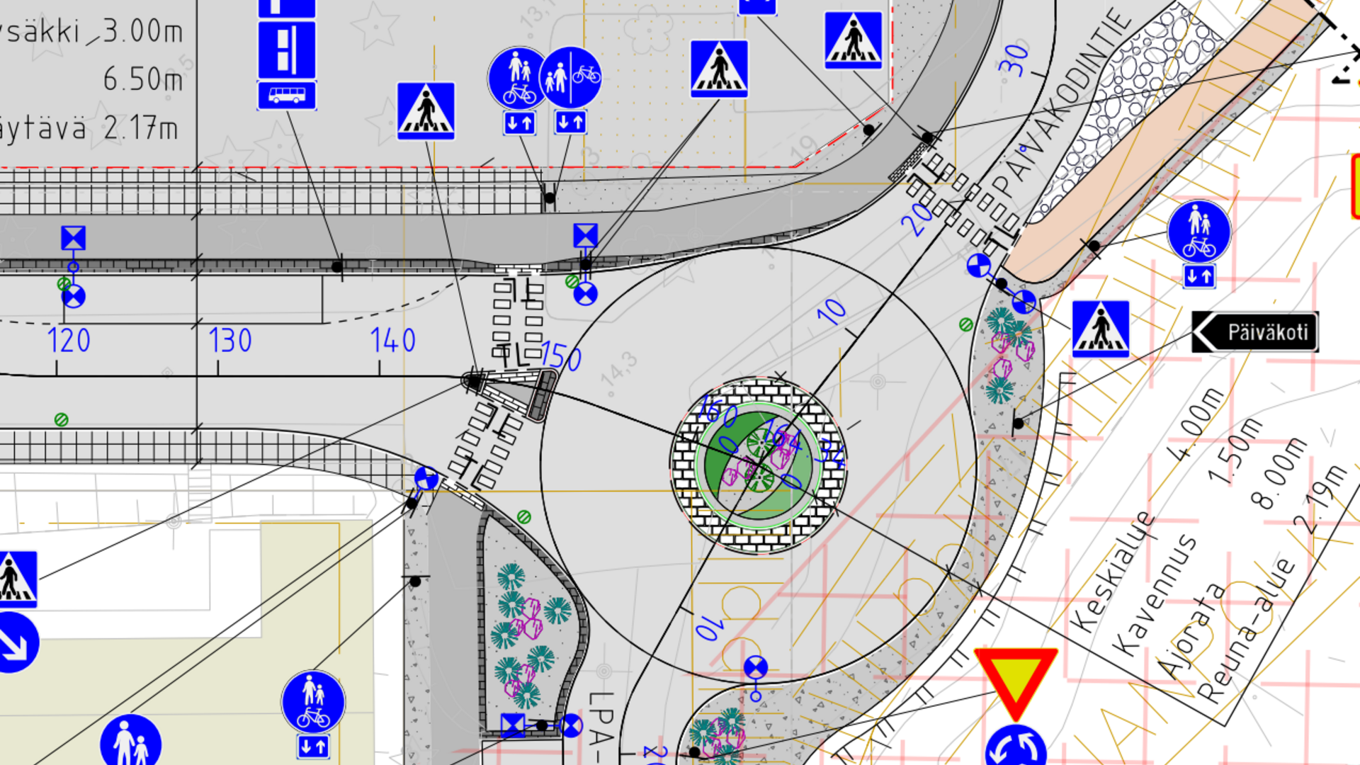 Opintien katusuunnitelmaehdotus; kuva kiertoliittymästä