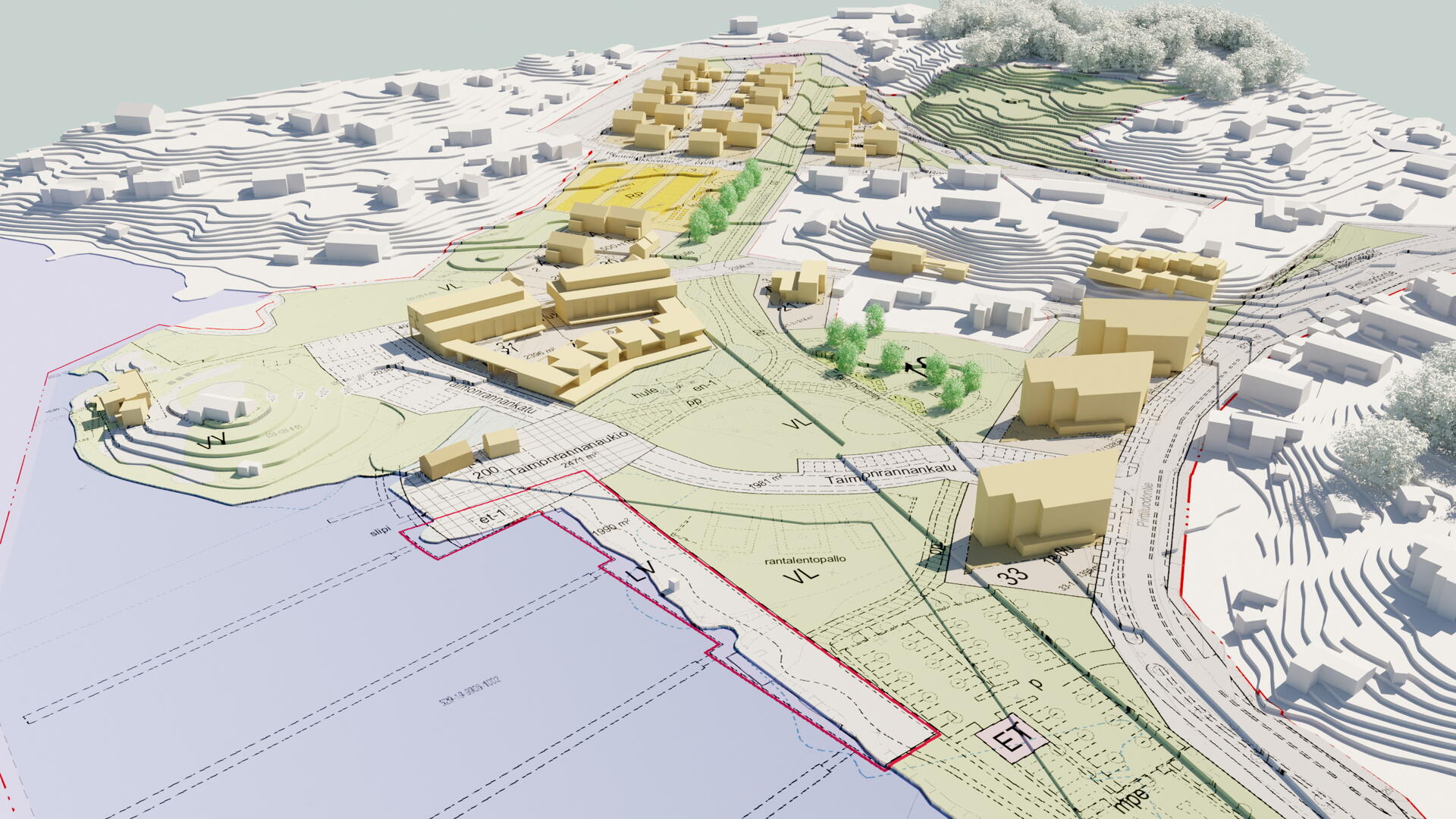 Taimonranta, havainnekuva kaavaluonnoksesta 1