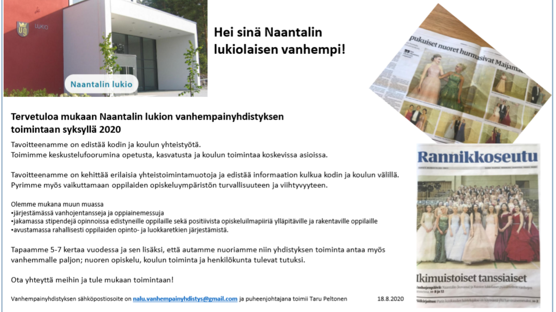 tietoa vanhempainyhdistykseen liittymisestä