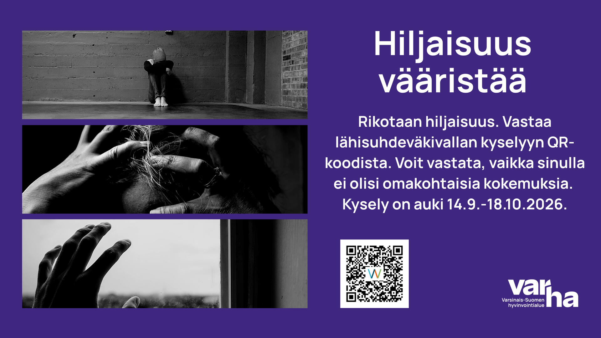 Varhan lähisuhdeväkivallan asukaskyselyn esite.