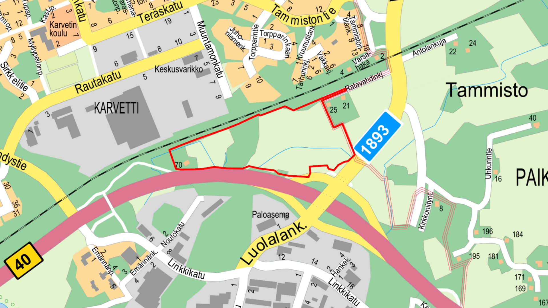 Vantontien työpaikka-alueen opaskartta