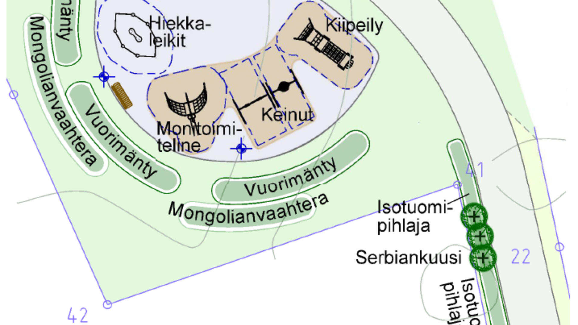 Kukolanvainion leikkialueen suunnitelma