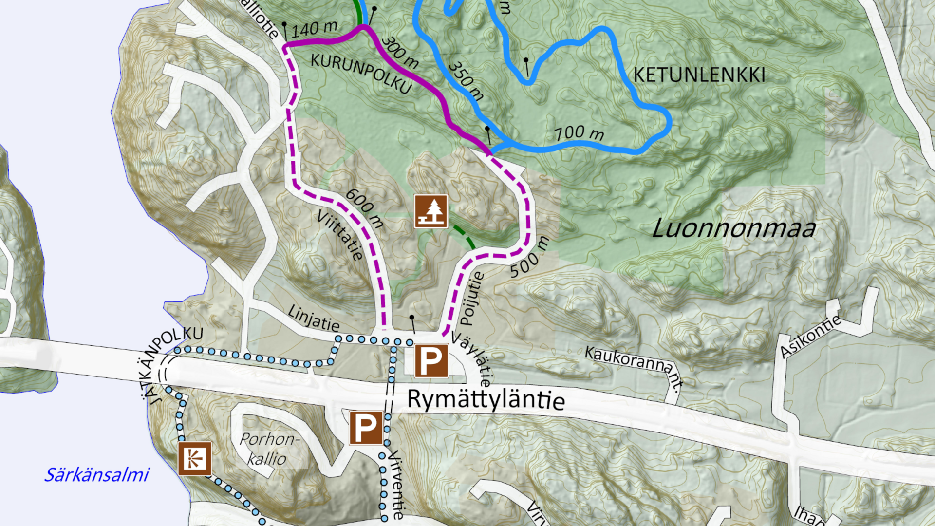 Karttakuva Aurinkokurun alueesta