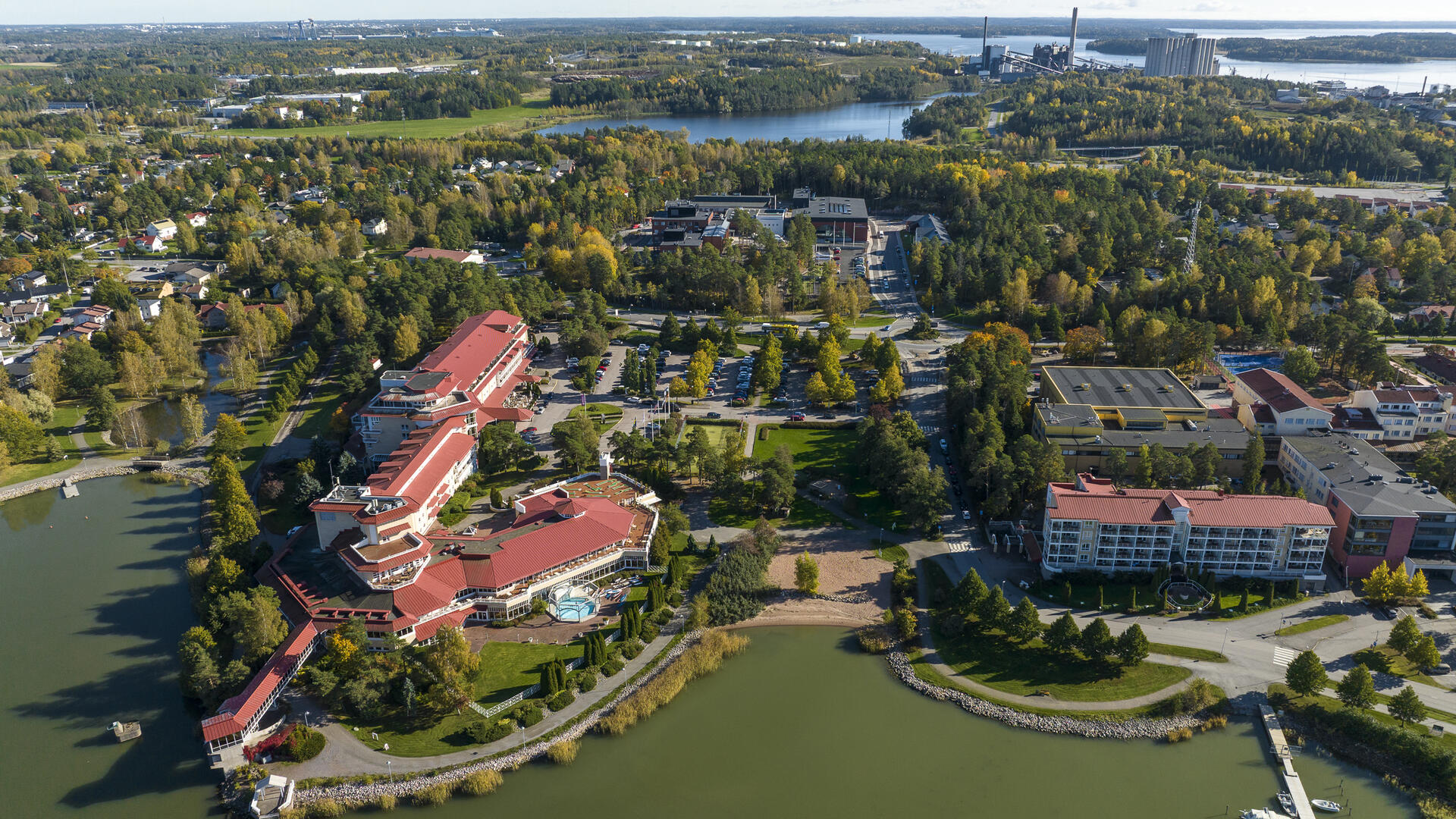 Ilmakuva Kalevanniemestä ja Naantalin Kylpylän alueesta.