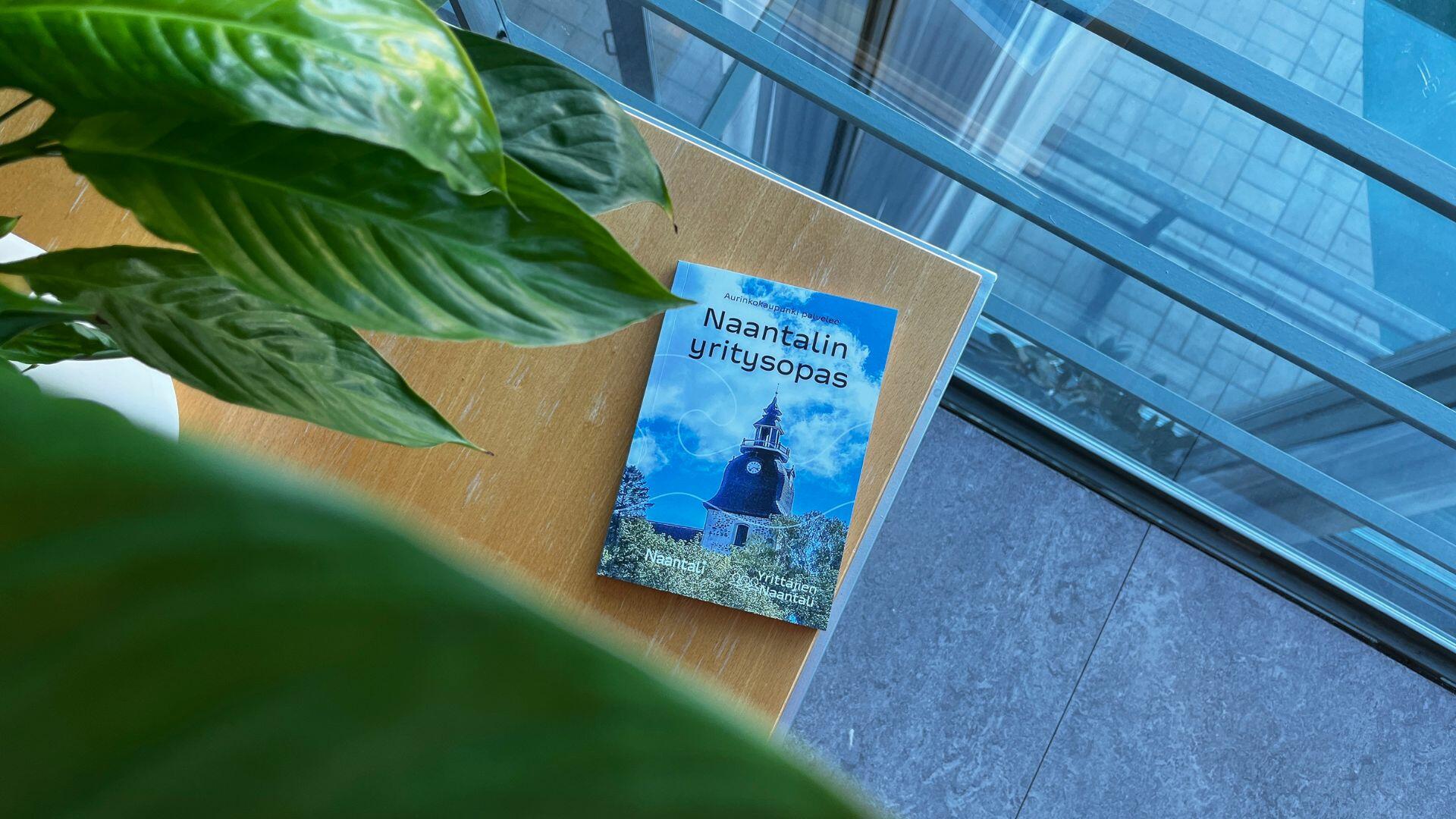 Painettu yritysopas pöydällä.