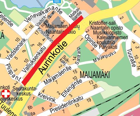 Karttakuva Aurinkotie, Piispantie - kylpylän alikulku