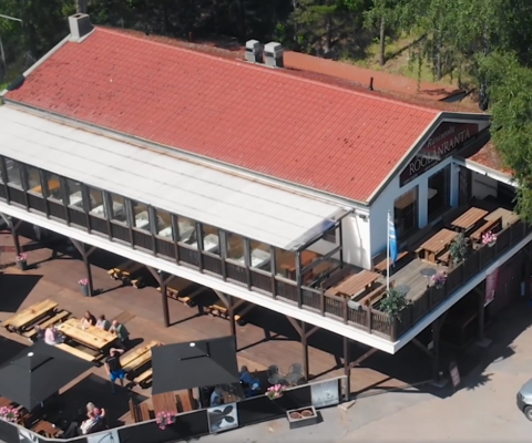 Röölän rantaravintola ilmasta käsin kuvattuna