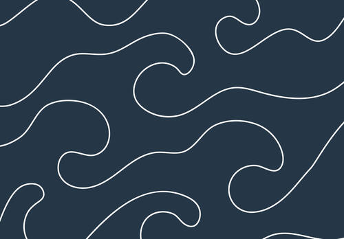 Tumman sinisellä taustalla aaltokuviota.