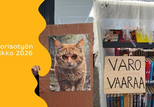 Nuorisotyön viikko 2026, kuvassa kirjastossa tehtyjä tapahtumia