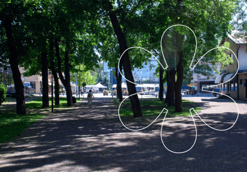 Puistotie Naantalin torille päin kuvattuna kesäaikaan.