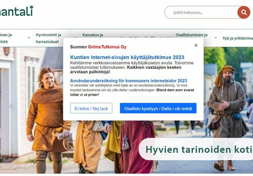 naantali.fi-etusivulla on käynnissä oleva käyttäjätyytyväisyyskysely