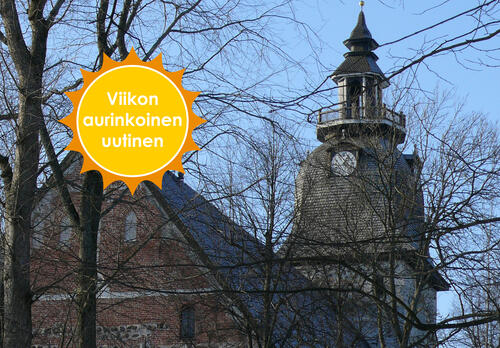 Talvinen Naantalin kirkko. Viikon aurinkoinen uutinen.