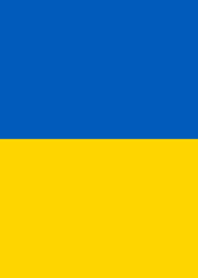 Ukrainan lippu, jossa sininen vaakapalkki ylhäällä ja keltainen alhaalla.