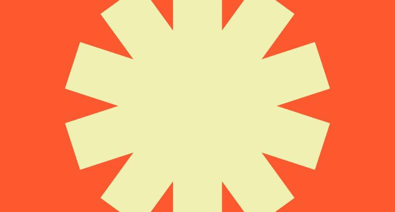 Keltainen aurinko oranssilla pohjalla. Naantalin brändivärit ja elementti.