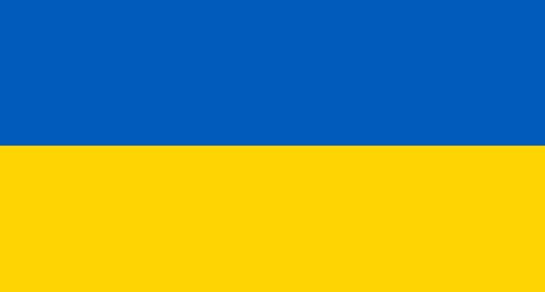 Ukrainan lippu, jossa sininen vaakapalkki ylhäällä ja keltainen alhaalla.